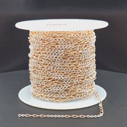 2453CTT. Gold Filled and Sterling Silver Long and Short Link Chain