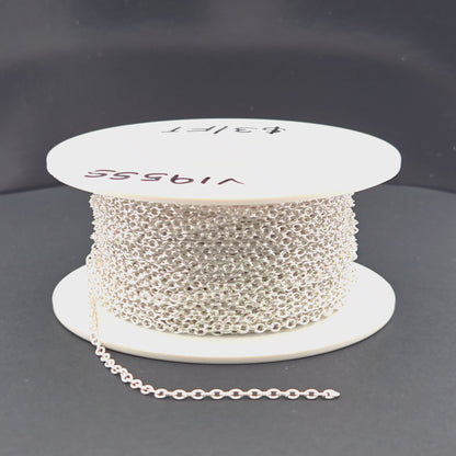 V195SS. Sterling Silver Smooth Oval Link Chain