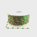 Load and play video in Gallery viewer, V250GRGF. Gold Filled Green Color Enamel Cable Chain