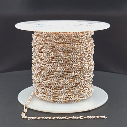 XM/2531C/SP. 14k Gold Filled and Sterling Silver 1 Long and 3 Short Link Chain