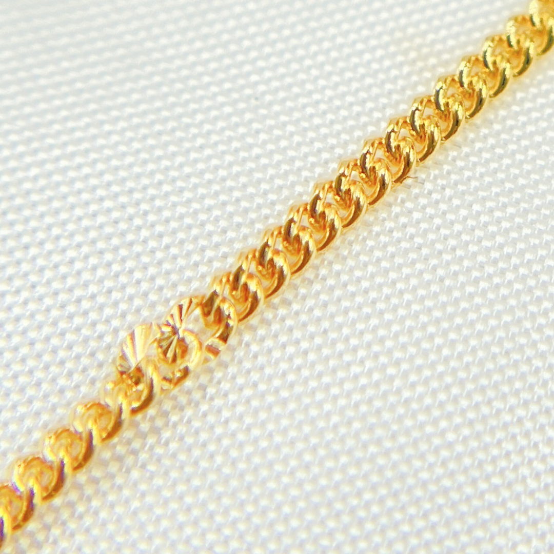 14k Gold Filled Curb Chain with Diamond Cut Marina Link. 69S5GF