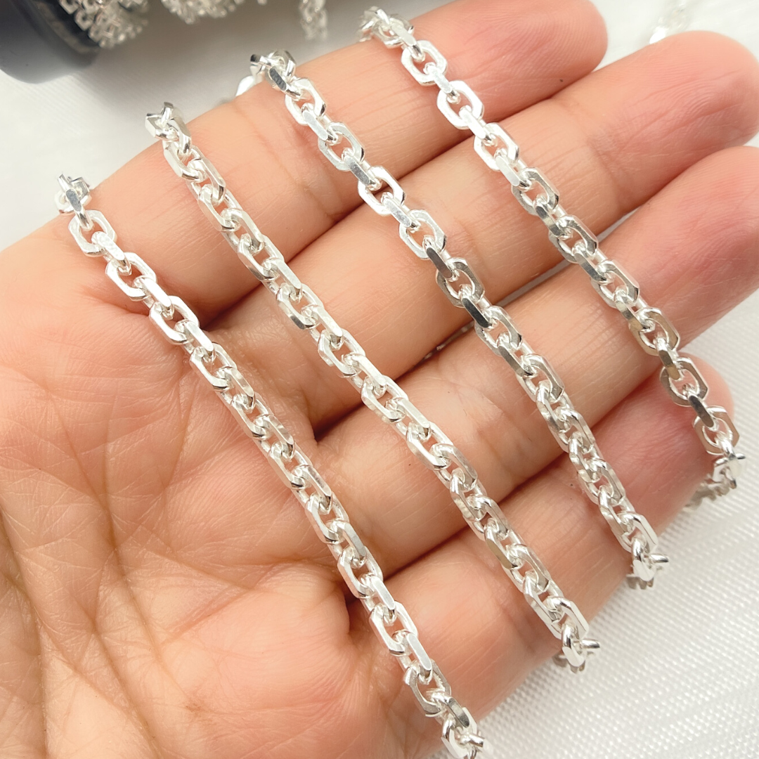 Sterling Silver Diamond Cut Oval Link Chain