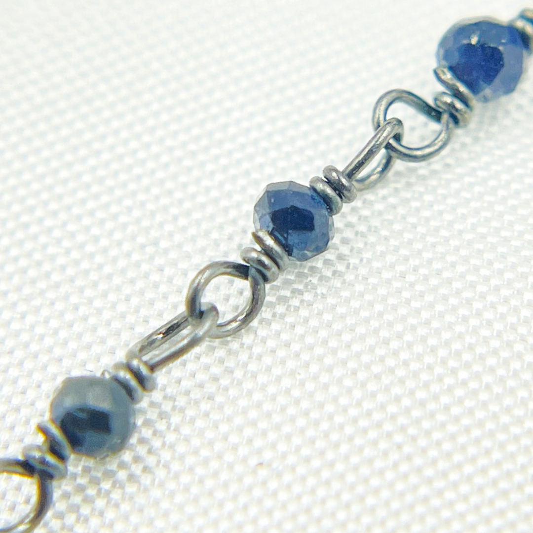 Blue Sapphire Oxidized Wire Chain