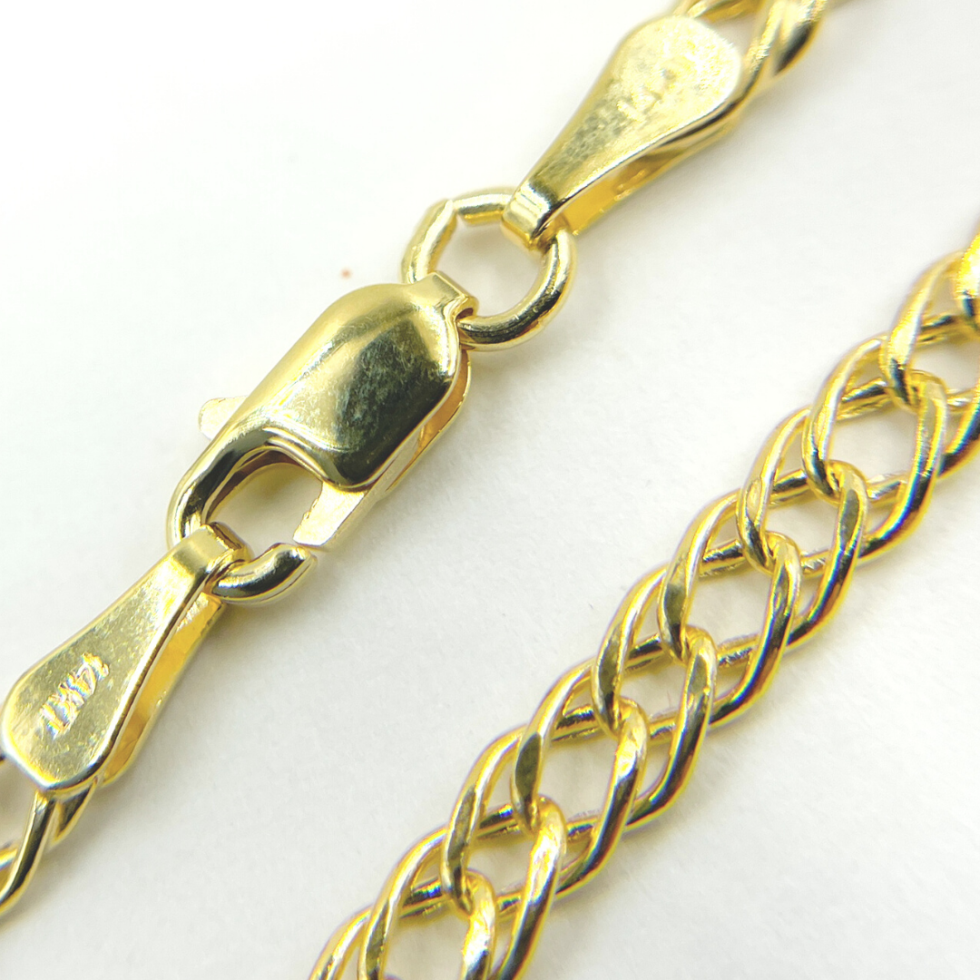 14K24. 14K Solid Gold Wheat Chain