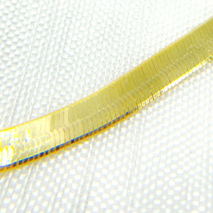 14K Solid Gold Dainty Herringbone Bracelet.