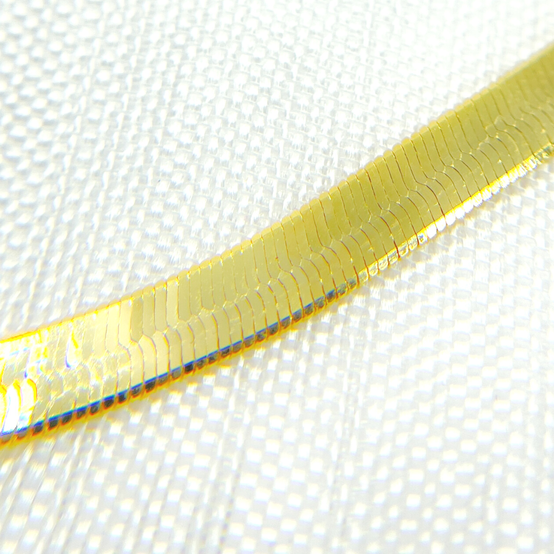 14K Solid Gold Dainty Herringbone Bracelet. 040G2CPY42001_BRACELET