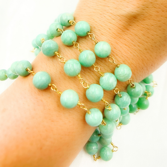 Amazonite Gold Plated Wire Chain