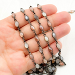Load image into Gallery viewer, Coated Multi Moonstone Oval Shape Bezel Oxidized Wire Chain. CMS106
