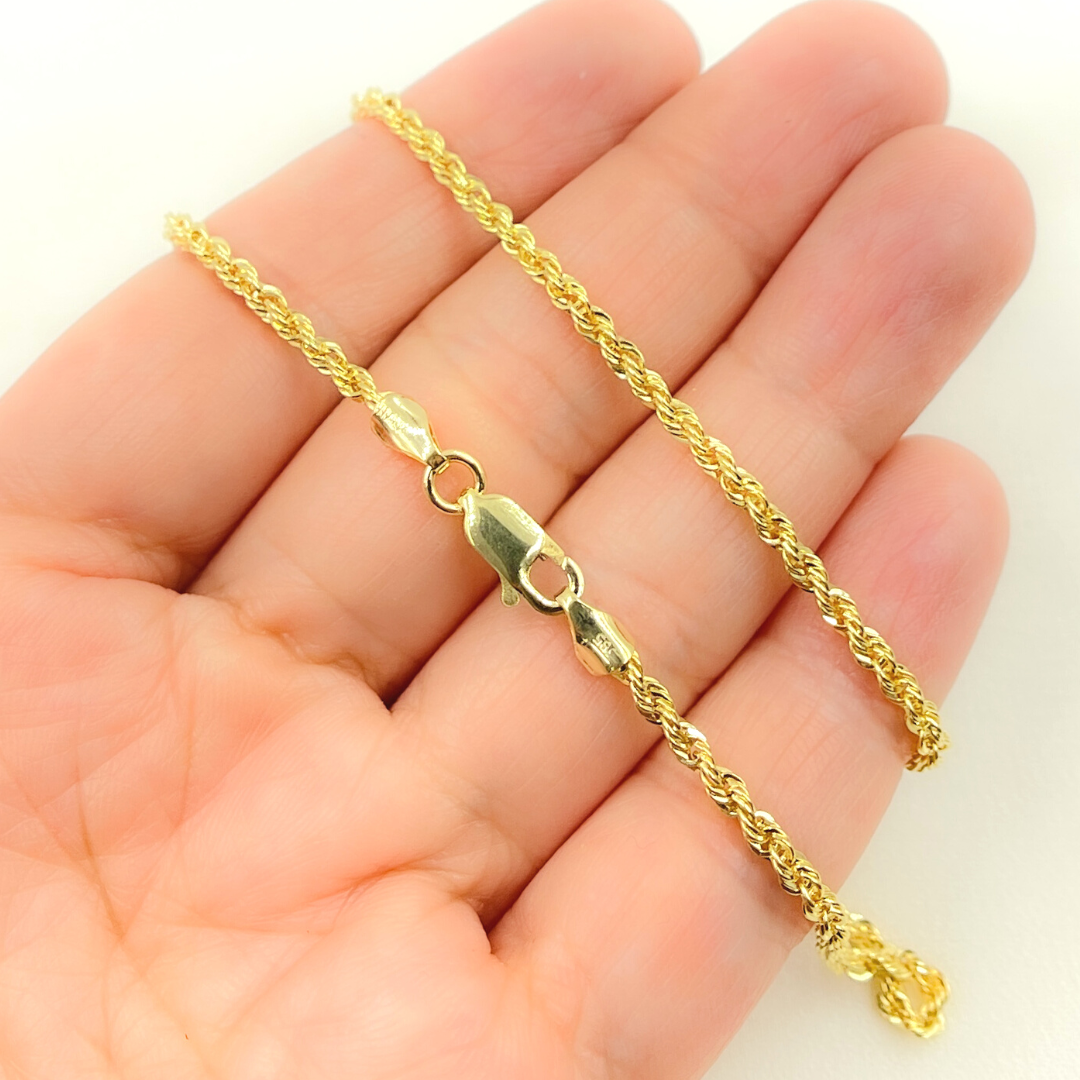 040CRDLG. 14K Solid Yellow Gold Rope Chain