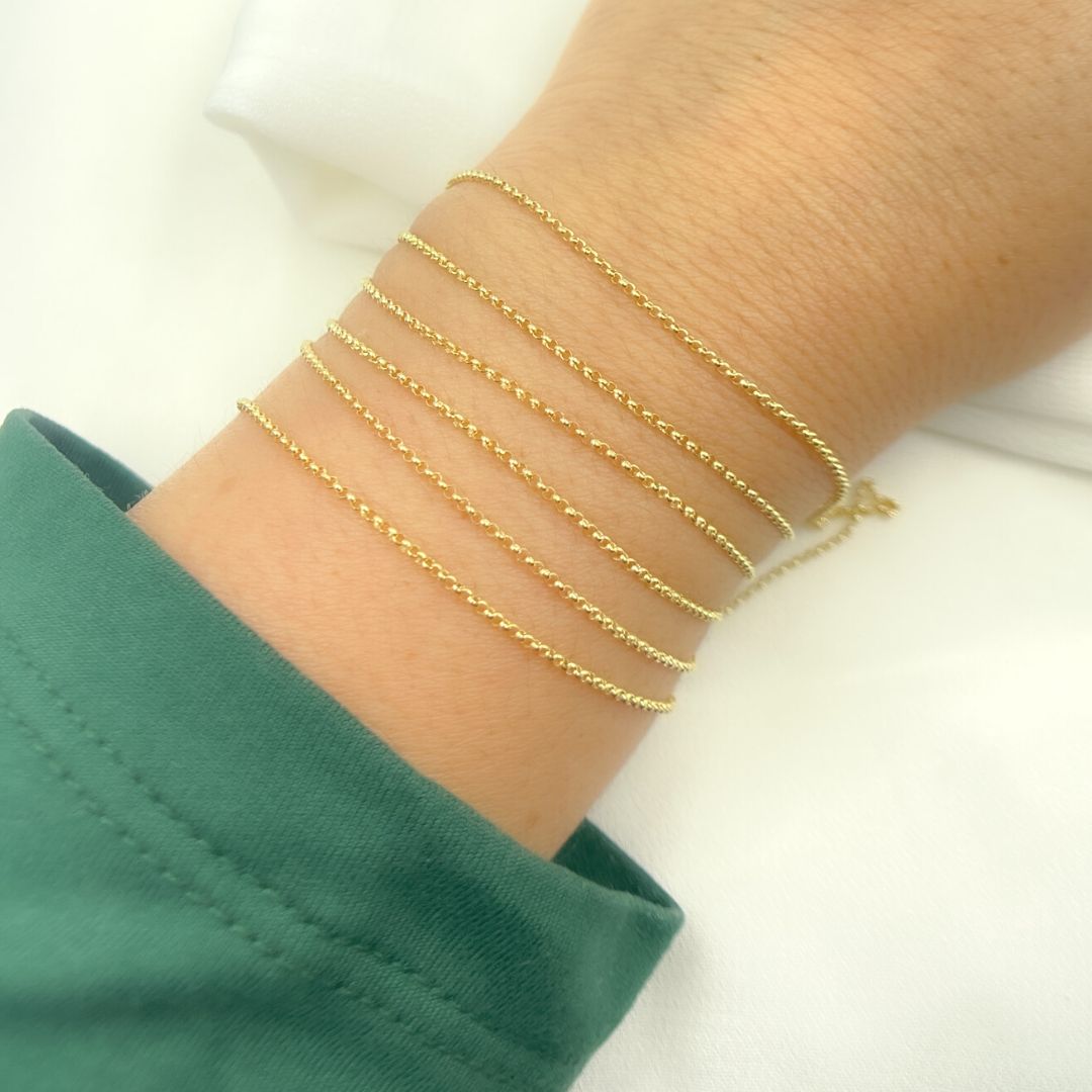 14K Solid Yellow Gold Rolo Link Chain