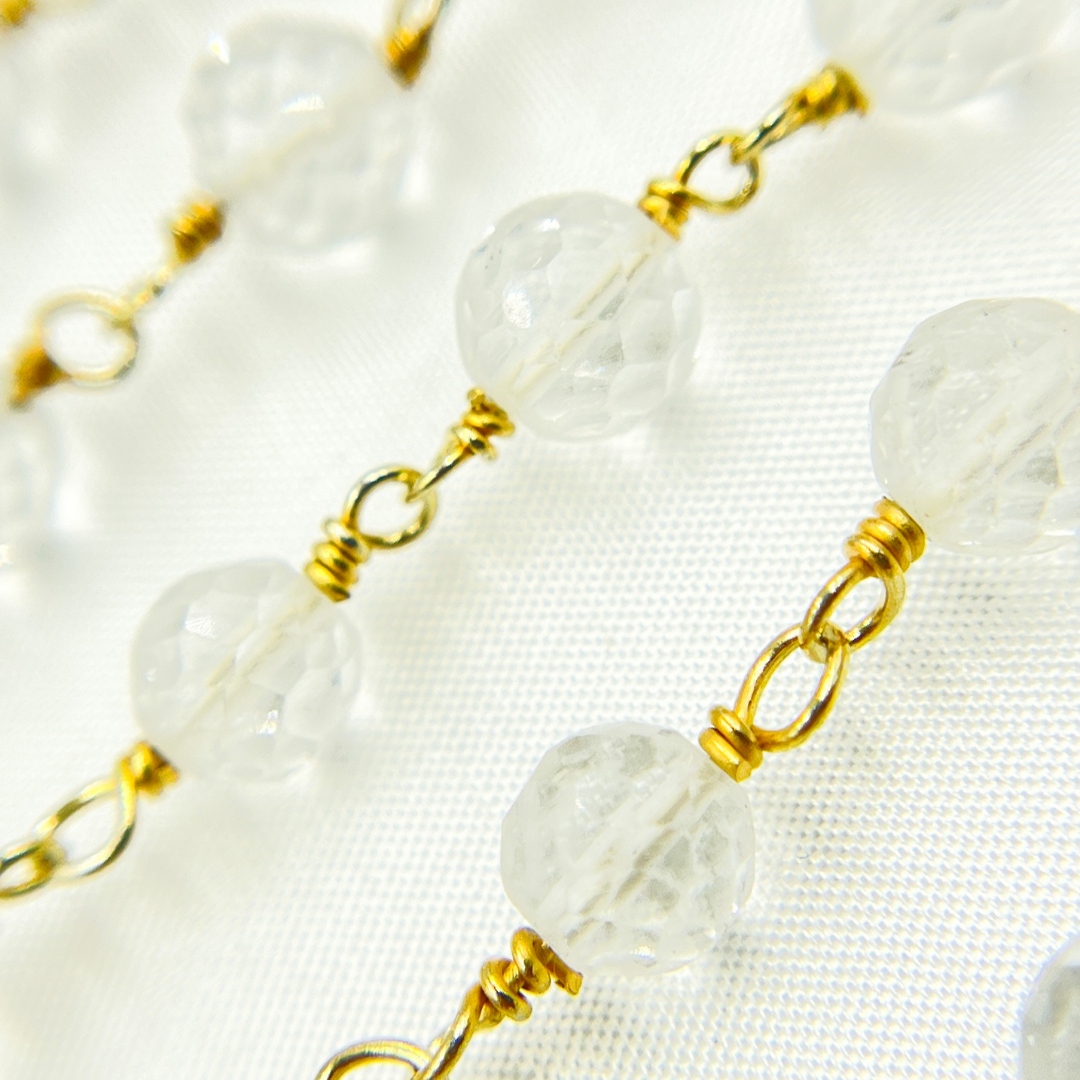 Crystal Round Gold Plated Wire Chain.