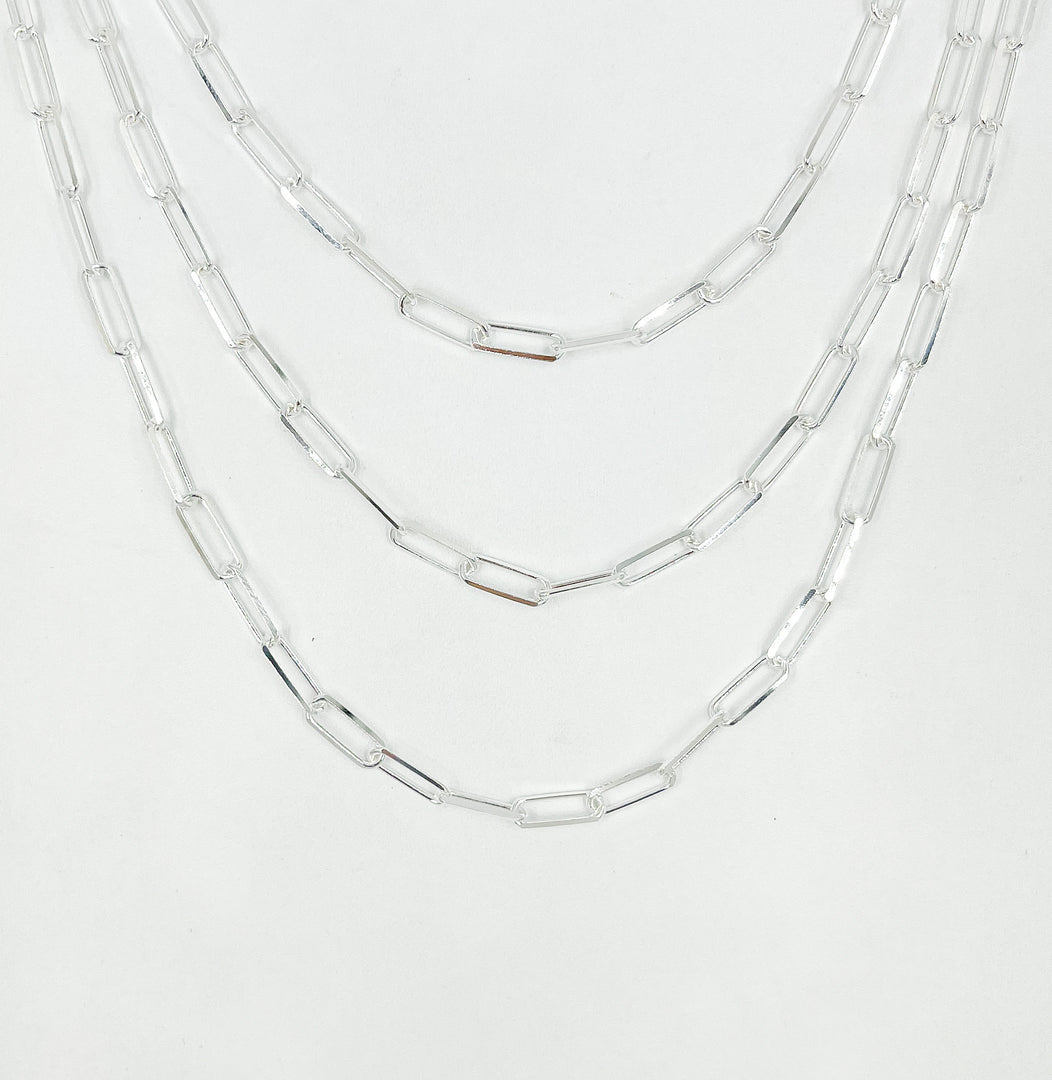 925 Sterling Silver Paperclip Oval Link Chain. Y58DSS