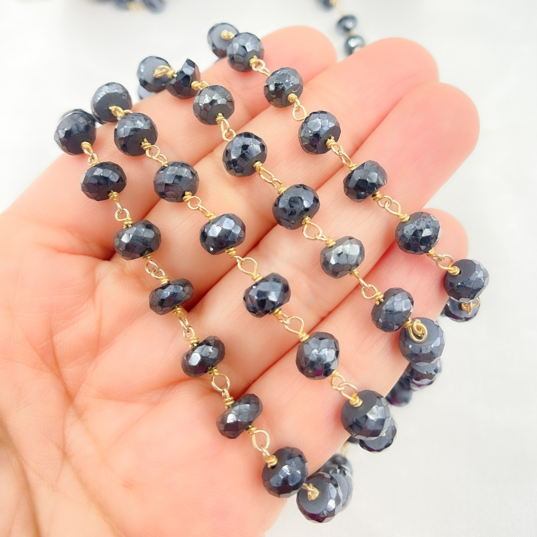Coated Black Spinel Gold Plated Wire Chain.