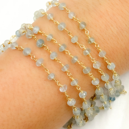 Aquamarine Gold Plated Wire Chain