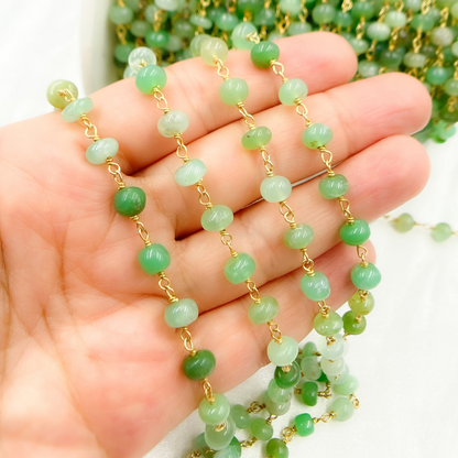 Chrysoprase Smooth Gold Plated Wire Chain.