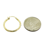 Load image into Gallery viewer, 14K Gold Hoop Earrings with Engraved Tornado Design. 