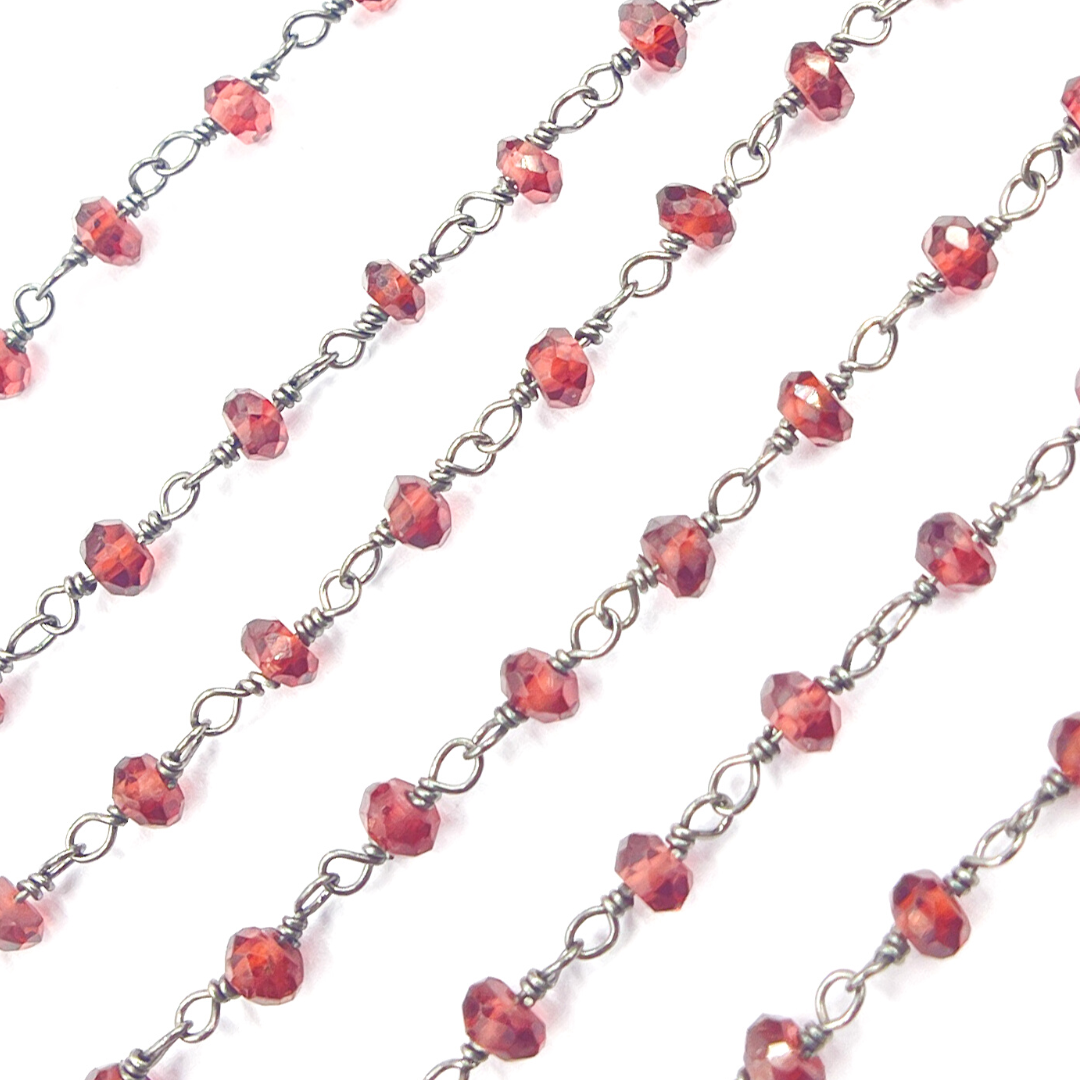 Garnet Gemstone Wire Wrap Chain