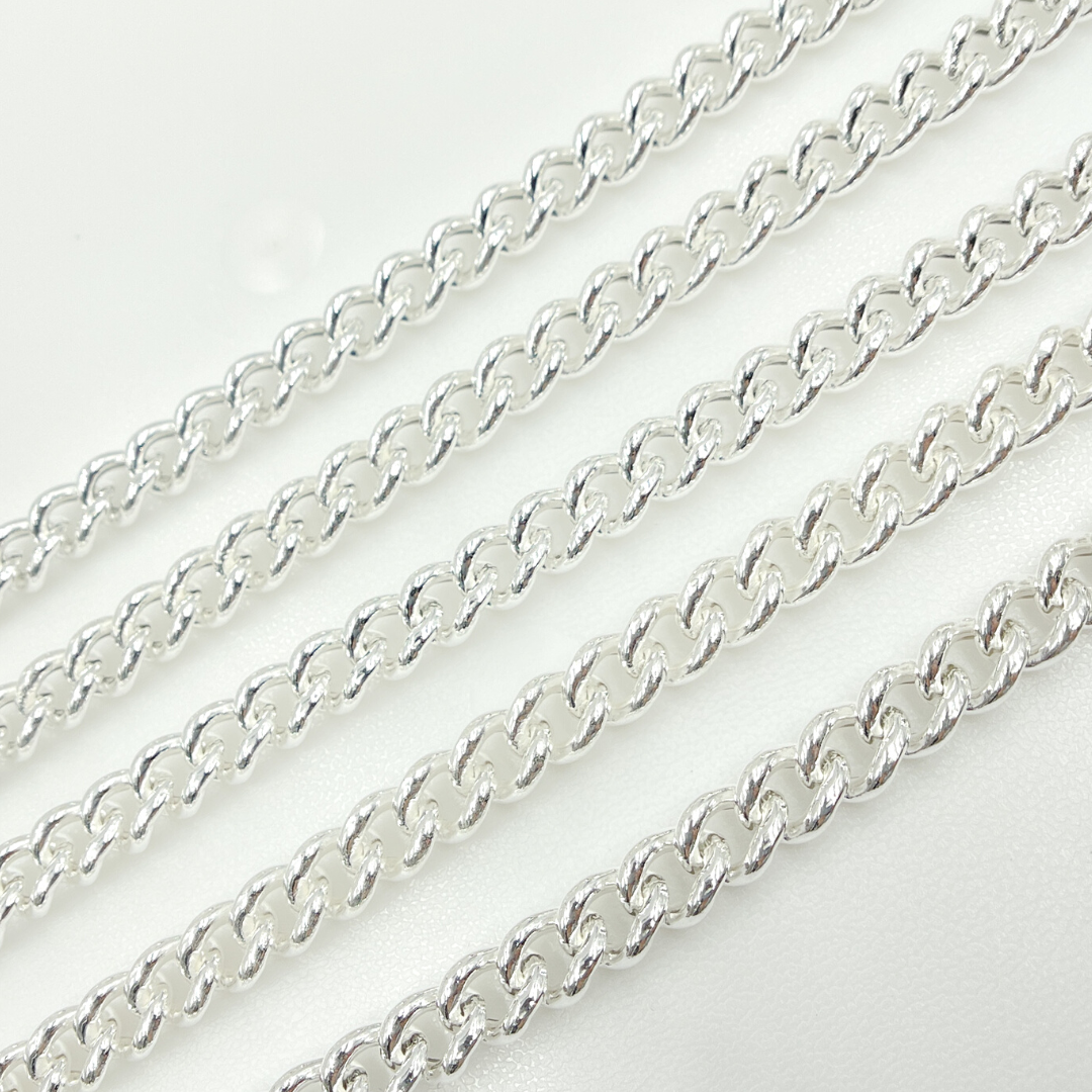 925 Sterling Silver Smooth Curb Link Chain. Y5SS