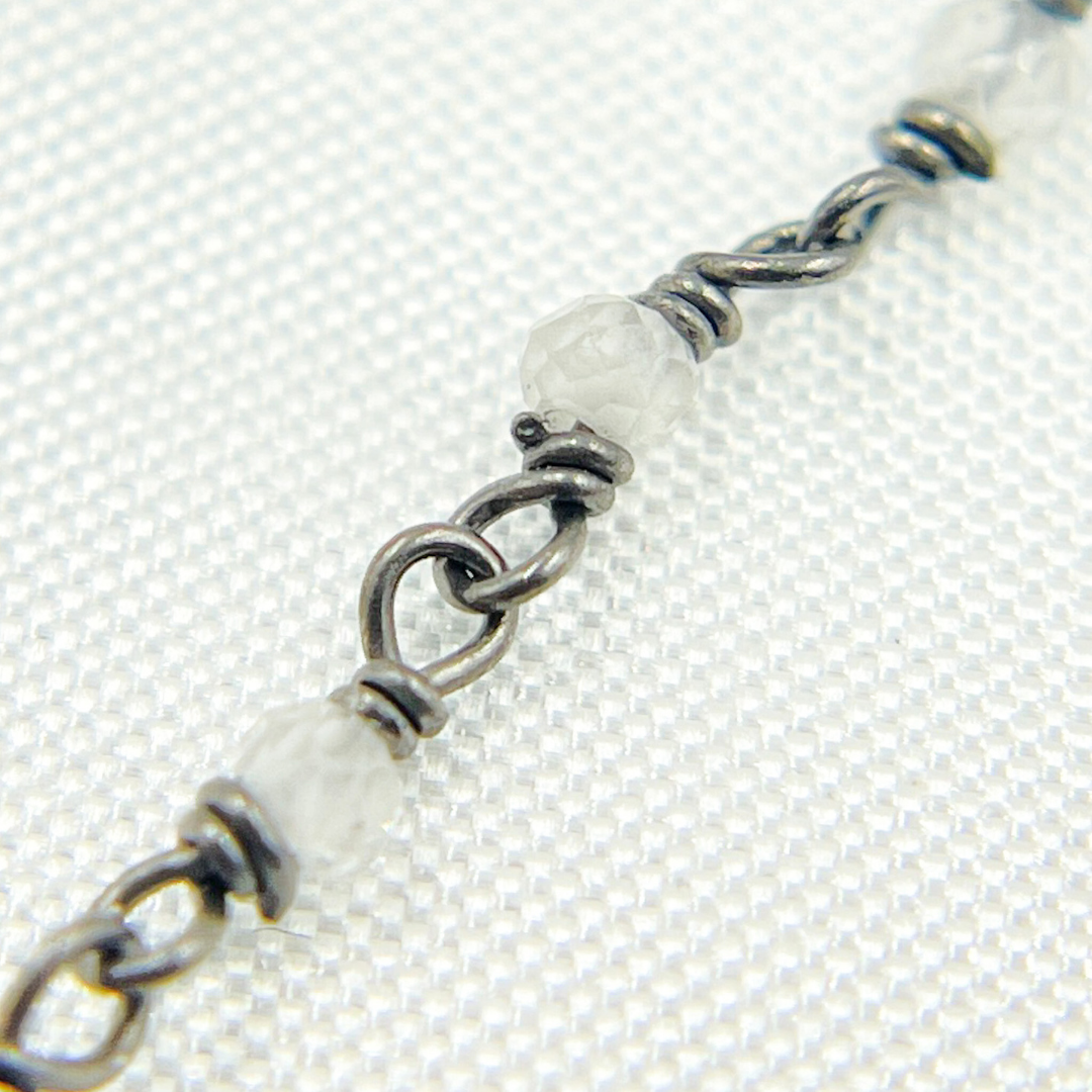 White Zircon Oxidized Wire Chain.