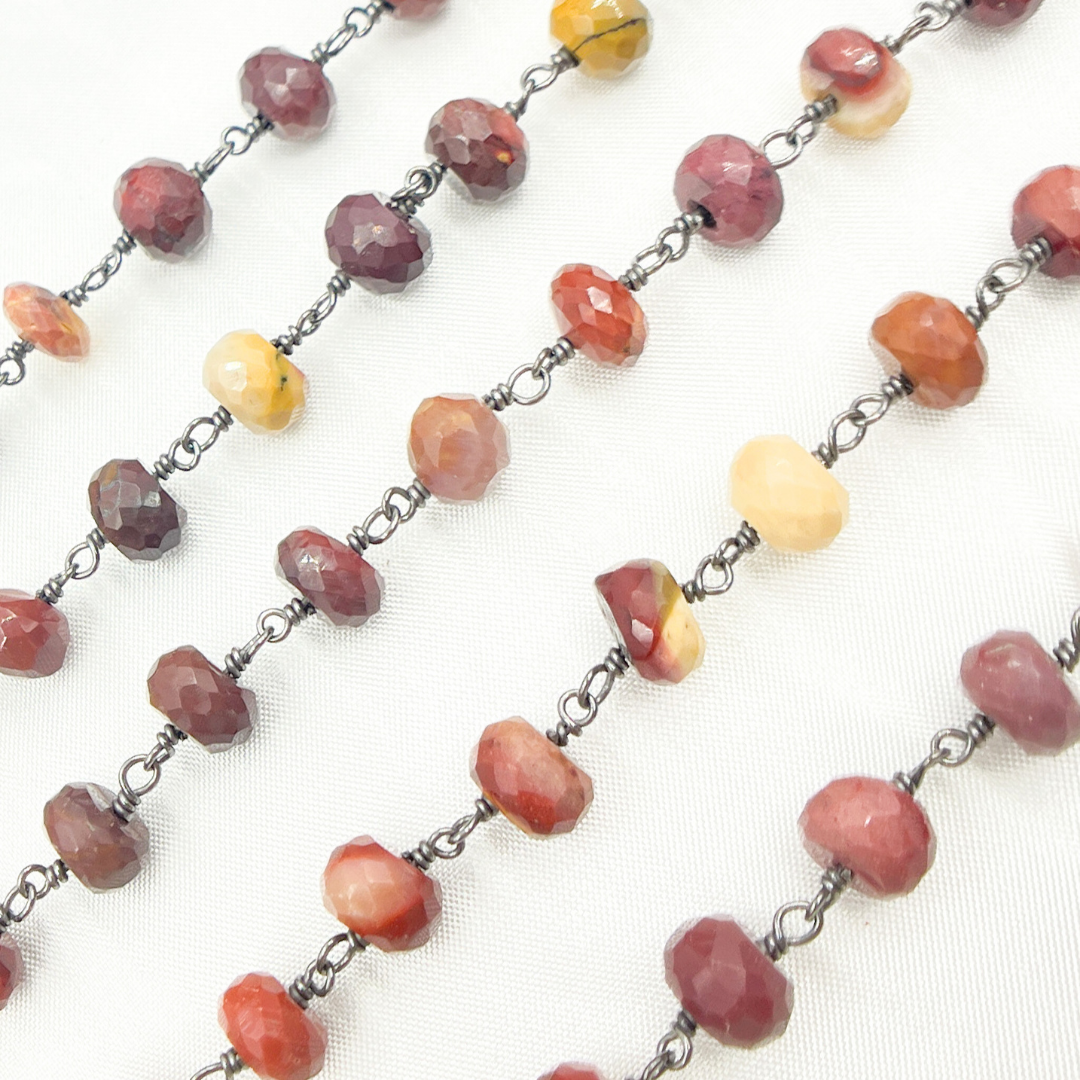 Mookaite Oxidized 925 Sterling Silver Wire Chain. MOK1