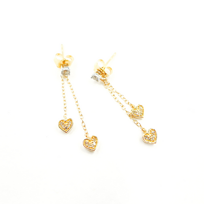 14K Solid Gold and Diamonds Rectangle Earrings. 