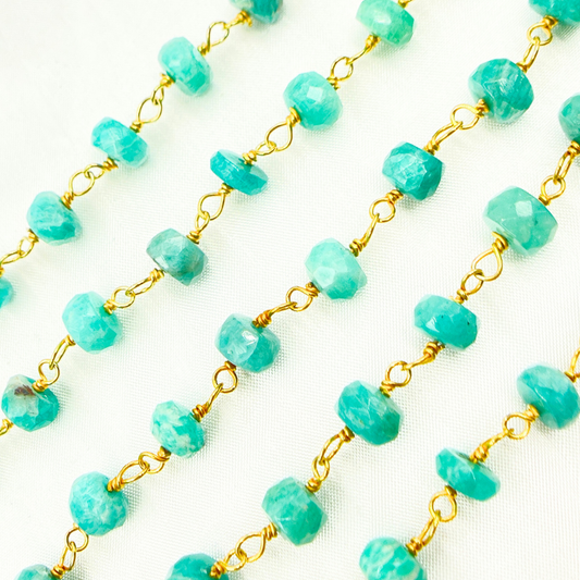 Amazonite Gold Plated Wire Chain