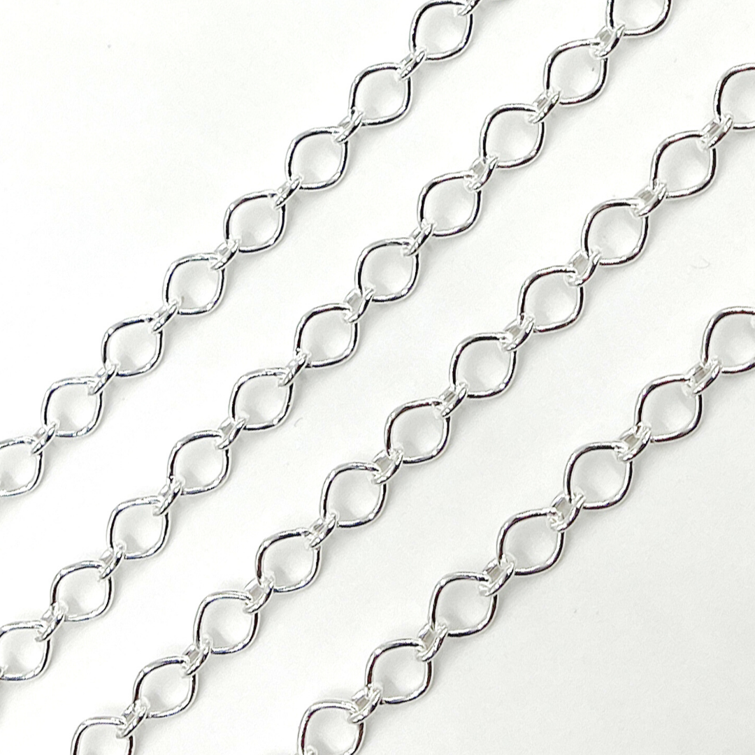 925 Sterling Silver Big and Small Oval Link Chain. Z77SS