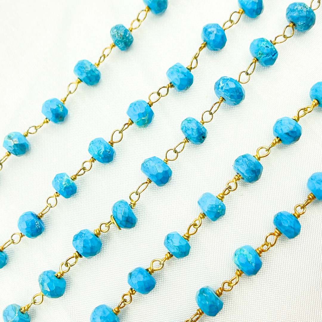 Turquoise Gold Plated Wire Chain