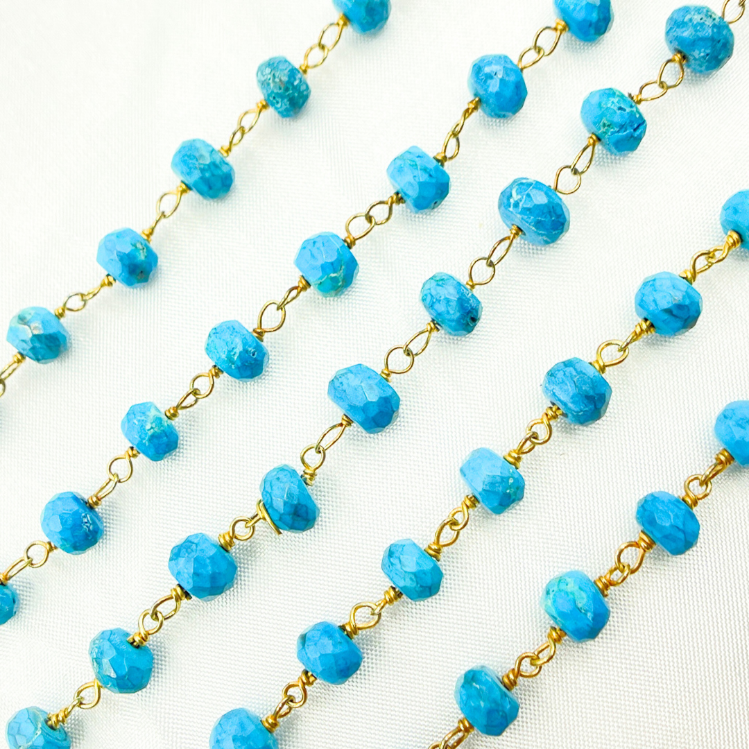 Turquoise Gold Plated Wire Chain. TRQ23