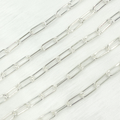 925 Sterling Silver Smooth Paperclip Link Chain.