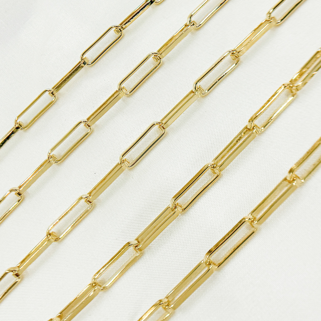 Gold Plated 925 Sterling Silver Flat Paperclip Chain. V124GP