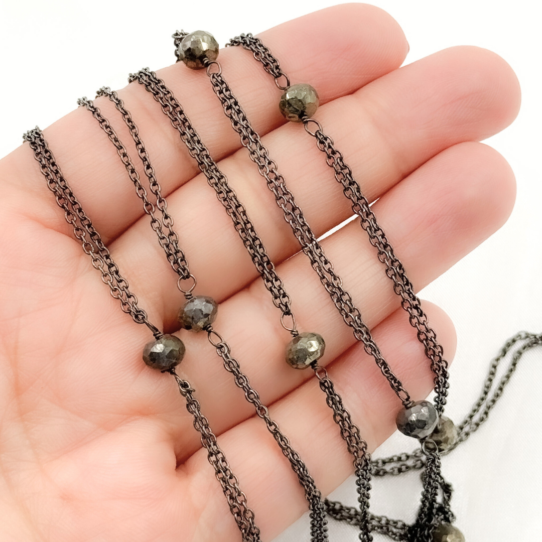 Pyrite Double Oxidized Connected Wire Chain.