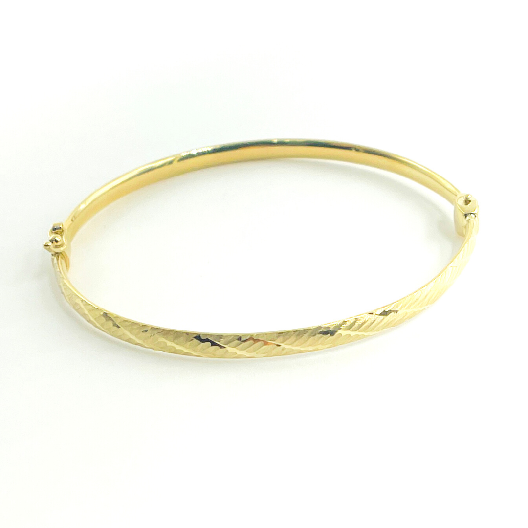 14K Solid Gold Matte Textured Bangle