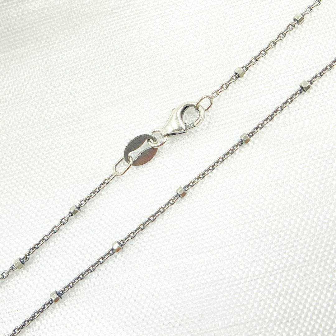 925 Sterling Silver Oxidized Cube Satellite Finished Necklace. Z36OXNecklace