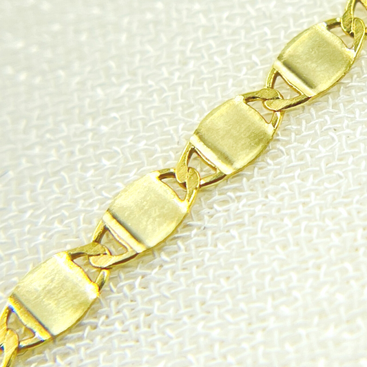 14K Solid Yellow Gold Mirror Marina Link Chain