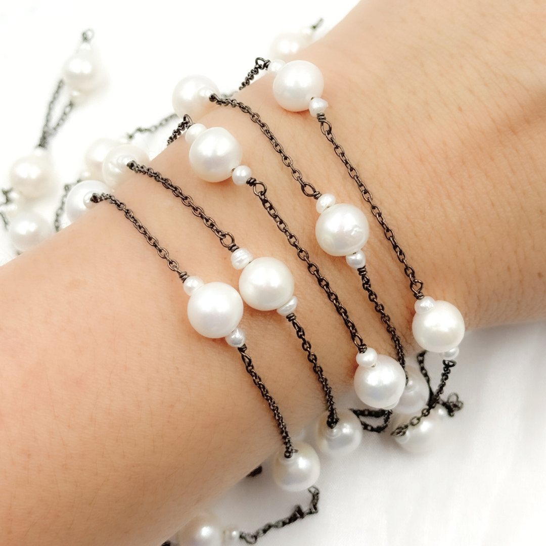 Freshwater Pearl Oxidized Wire Chain.