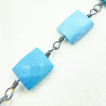Load image into Gallery viewer, Turquoise Rectangle Shape Oxidized Wire Chain. TRQ30
