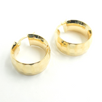 Load image into Gallery viewer, GER88. 14K Solid Gold Hammered Hoop Earrings
