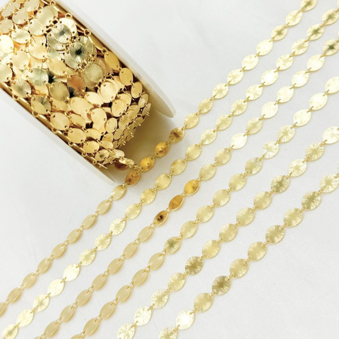 Gold Plated 925 Sterling Silver Textured Oval Chain. V164GP