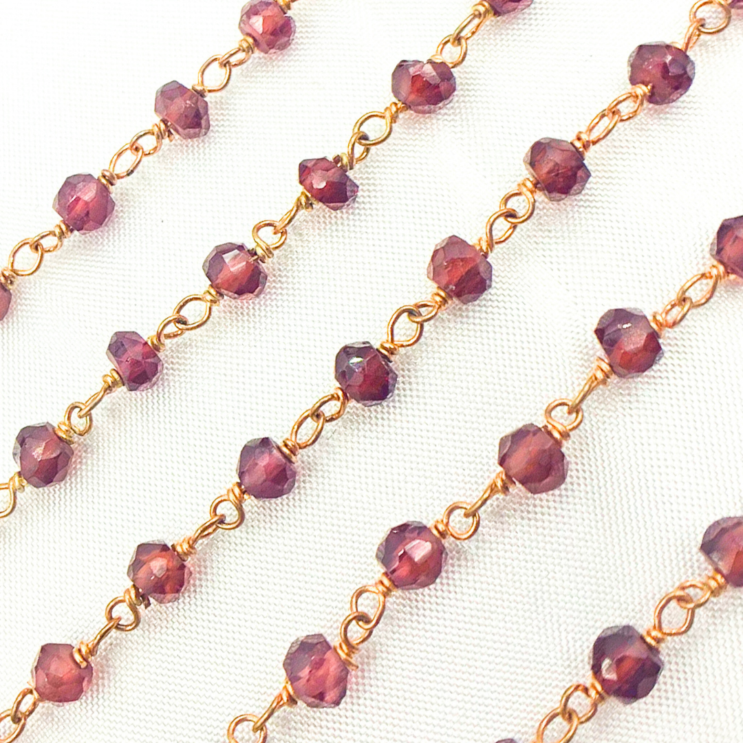Garnet Rose Gold Plated Wire Chain