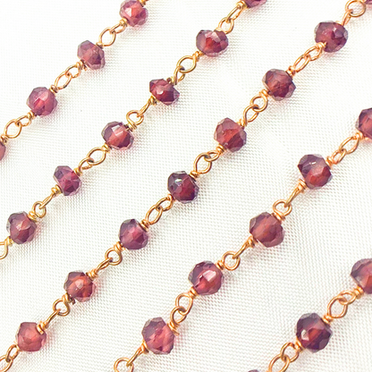 Garnet Rose Gold Plated Wire Chain