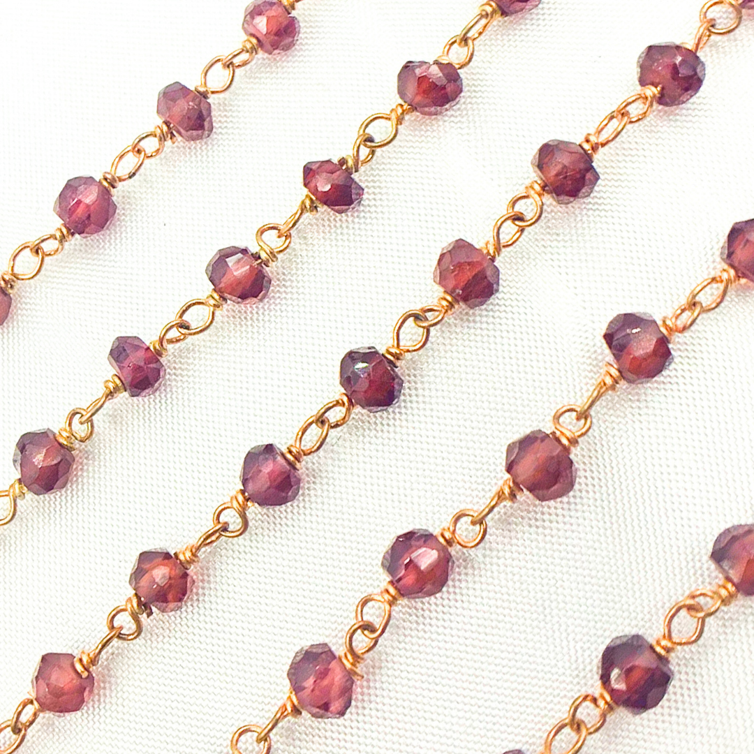 Garnet Rose Gold Plated Wire Chain. GAR15