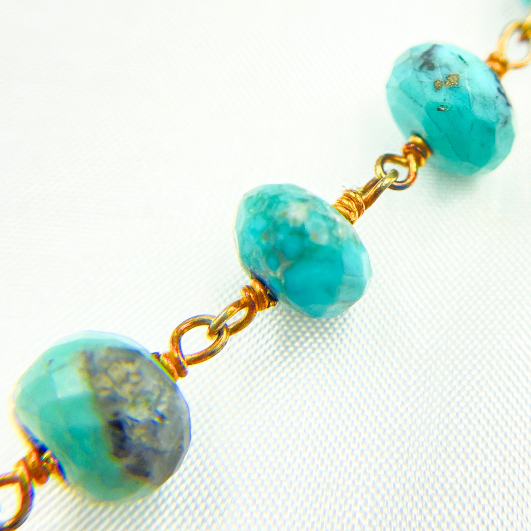 Natural Turquoise Gold Plated Wire Chain. TRQ22