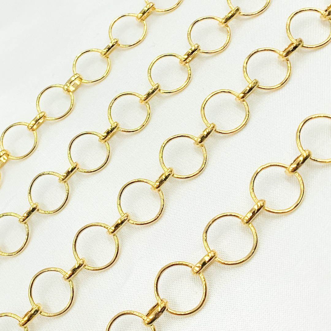 Gold Plated 925 Sterling Silver Circle and Oval Link Chain. V156GP