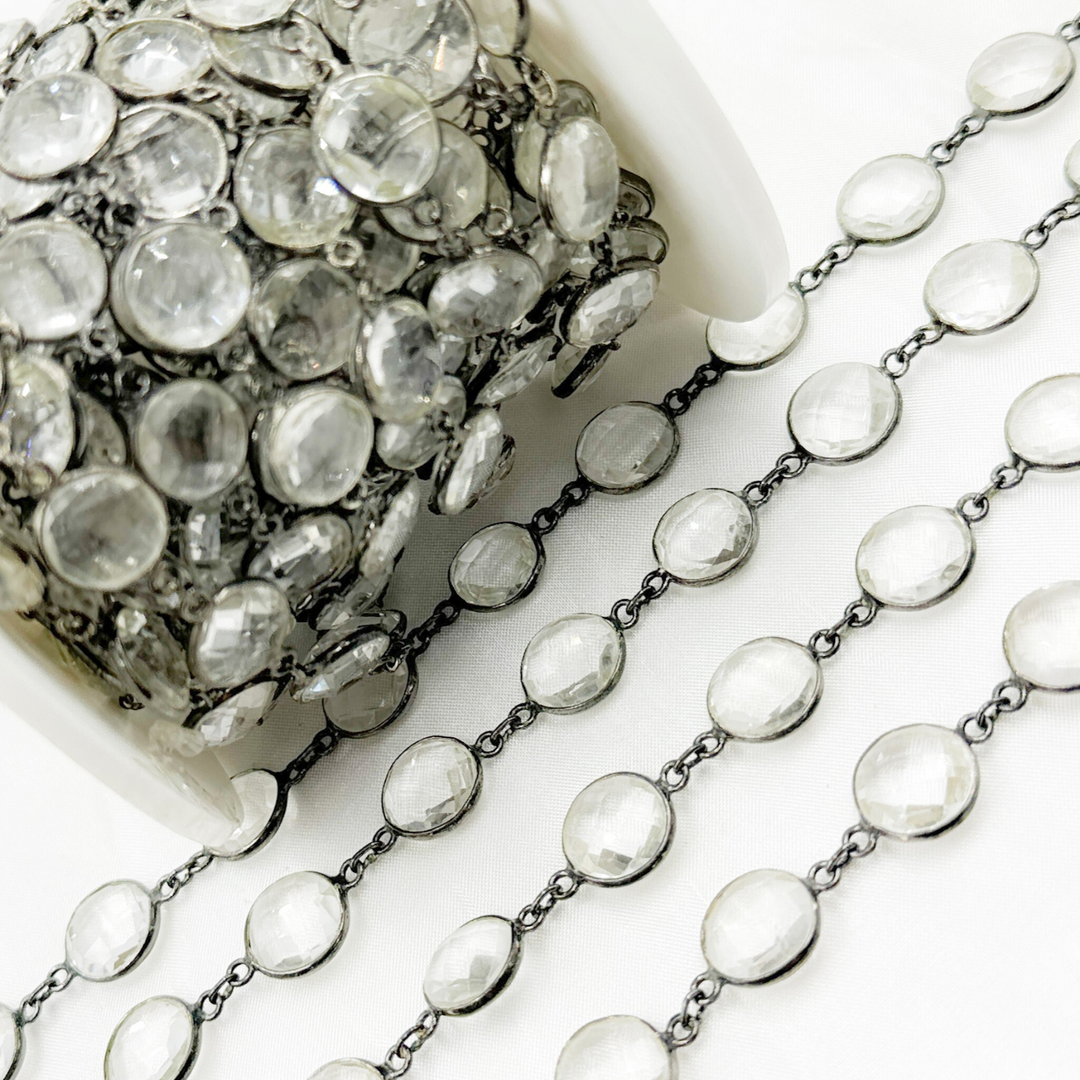 Crystal Round Shape Bezel Oxidized Wire Chain. CR39