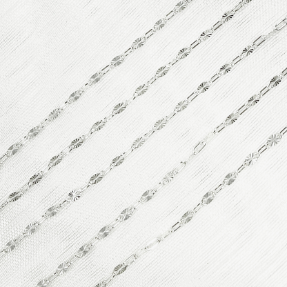 Sterling Silver Diamond Cut Marina & Round Cable Link Chain