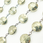 Load image into Gallery viewer, Pyrite Coin Shape Oxidized Wire Chain. PYR46
