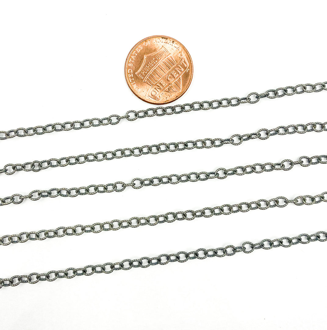 Oxidized 925 Sterling Silver Twisted Oval Link Chain. 2510TWOX