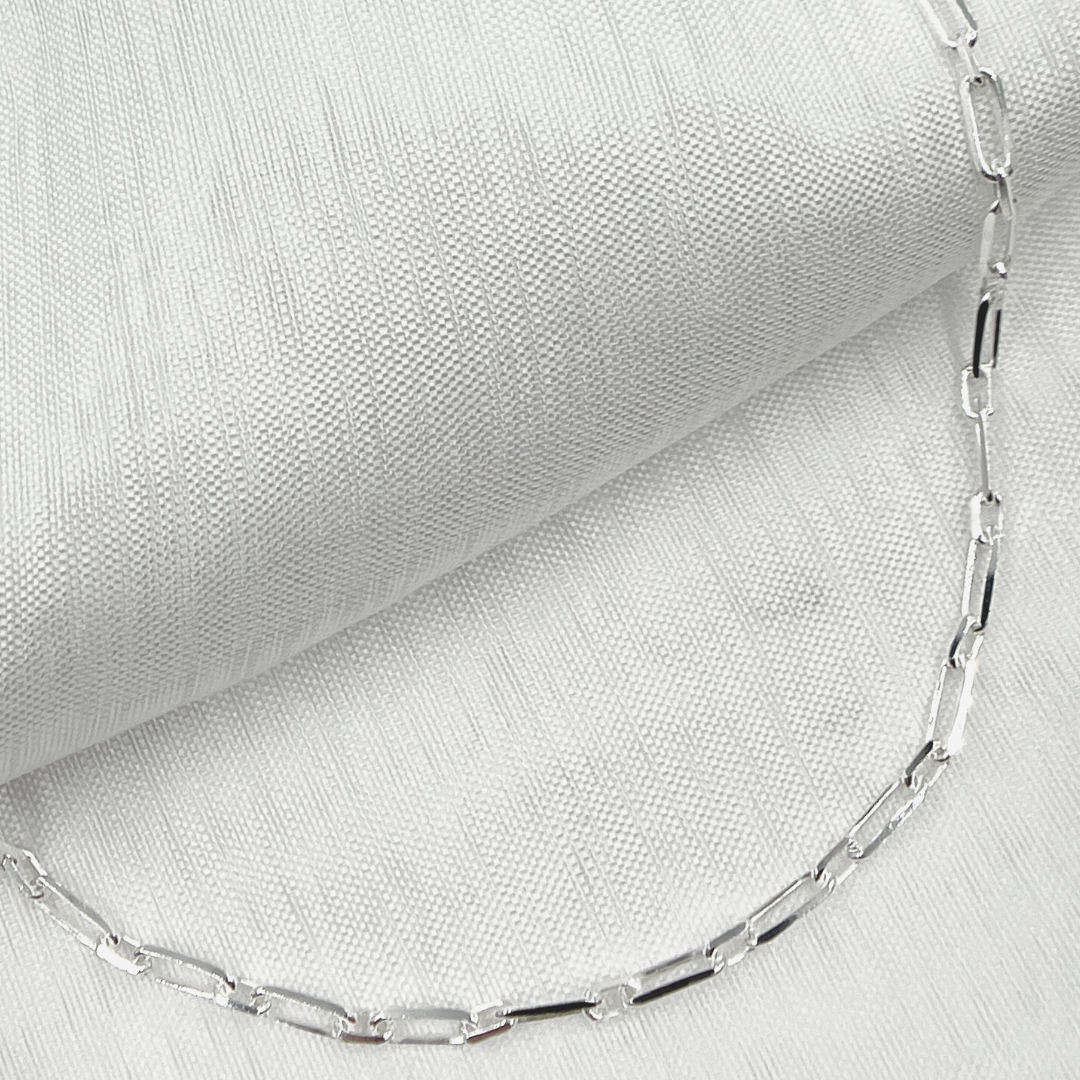 925 Sterling Silver Flat Paperclip Necklace. Z60Necklace