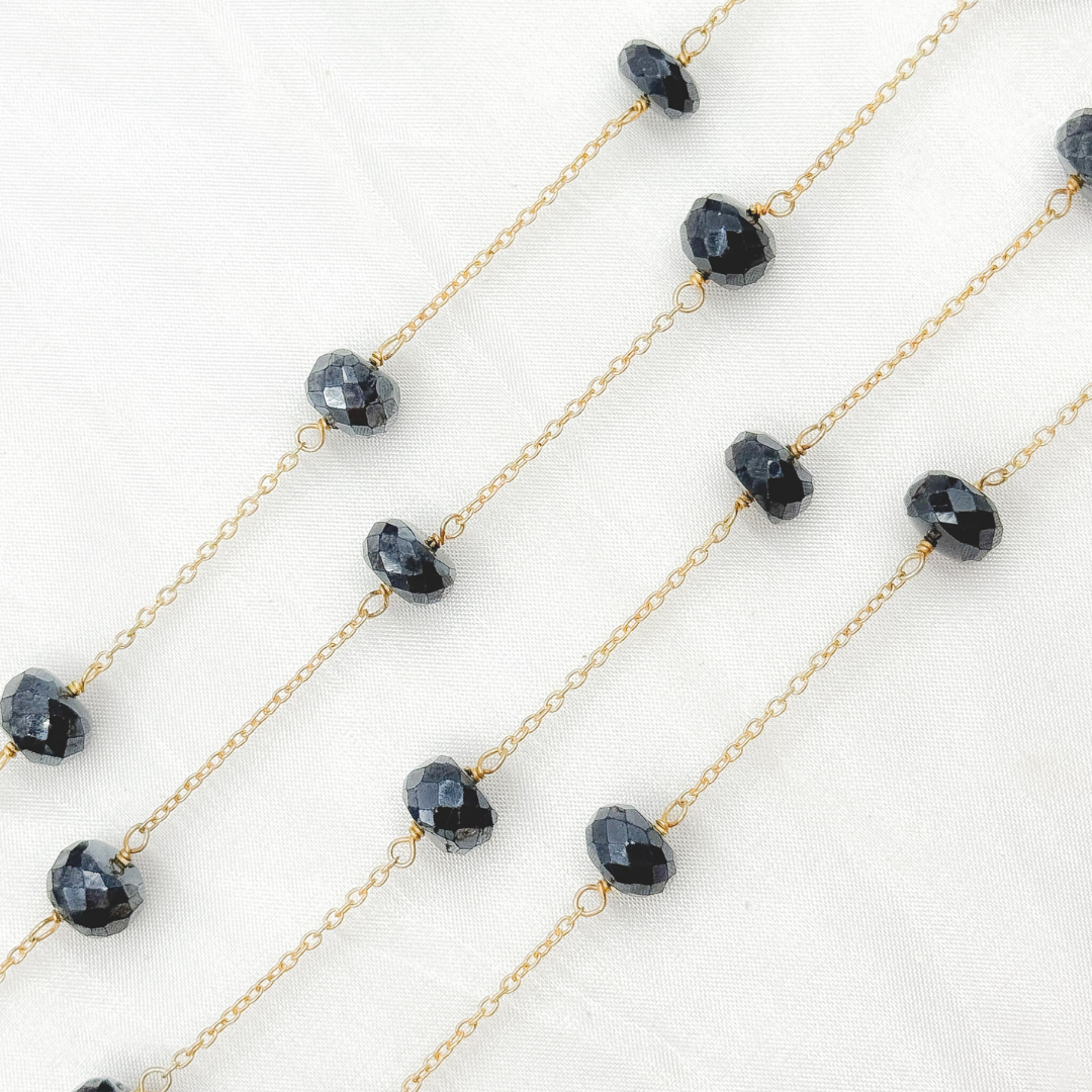 Coated Black Spinel Gold Plated Wire Chain.